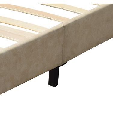 Lit - Solide - Beige - 120x190 cm - Tête de Lit Capitonnée - 1 Place