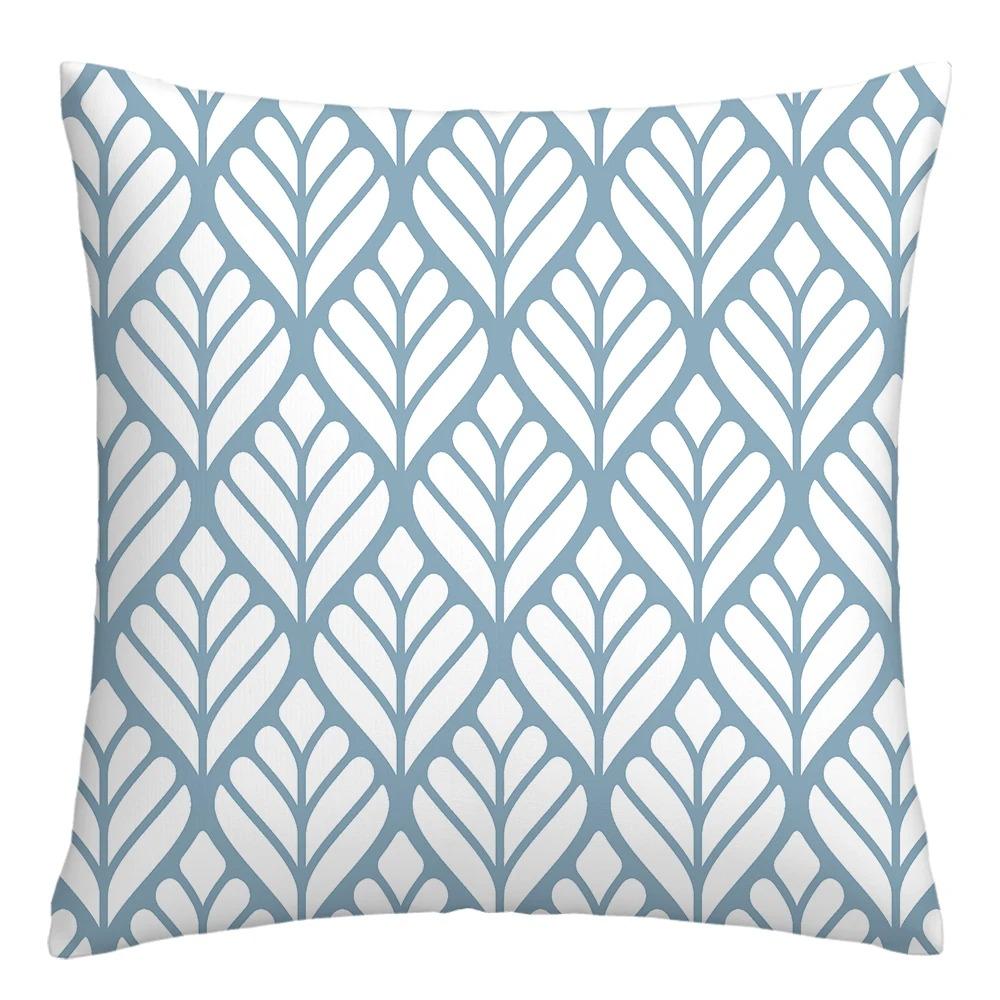Blue and White Geometric Decorative Pillowcase Living Room Office Home Pillowcase Car Ornaments