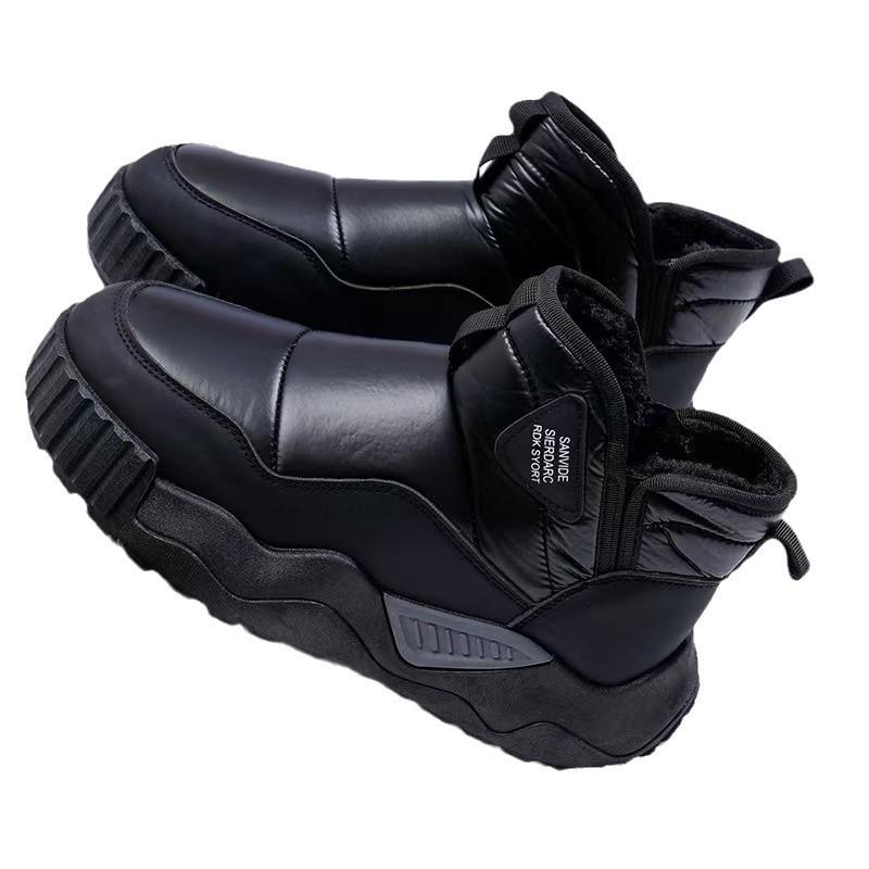 Мужские зимние сапоги, бархатные, утепленные, теплые хлопковые сапоги, меховые, водонепроницаемые и нескользящие, с высоким голенищем