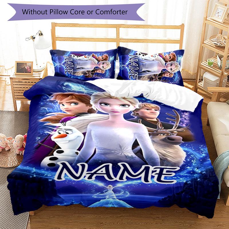 3pcs Frozen7 Cover Set - Personalized Name, HD Printed Bedding with 1 Cover and 2 Pillowcases - Perfect for Home Decor, Easy Care