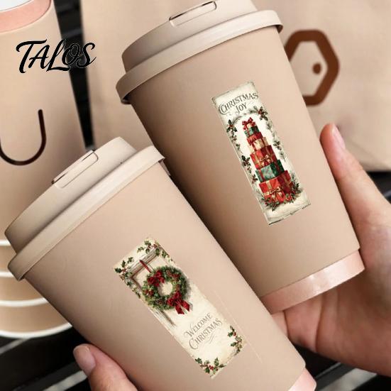 Праздничные Печати для Упаковки, Рождественская Наклейка для Запечатывания из Покрытой Бумаги, Ретро Ручная Рисовка Санта-Клауса, Снеговика, Оленя, Дизайн для Украшения Стола Праздничной Вечеринки, Декоративные
