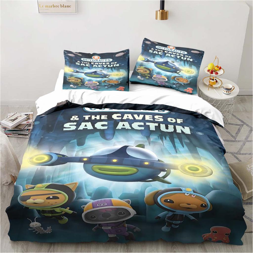 Комплект постельного белья с героями мультфильма «Октонавты» для спальни, комплект из трех предметов, односпальная кровать, двуспальная кровать размера «king size», пододеяльник и наволочка, детский подарок