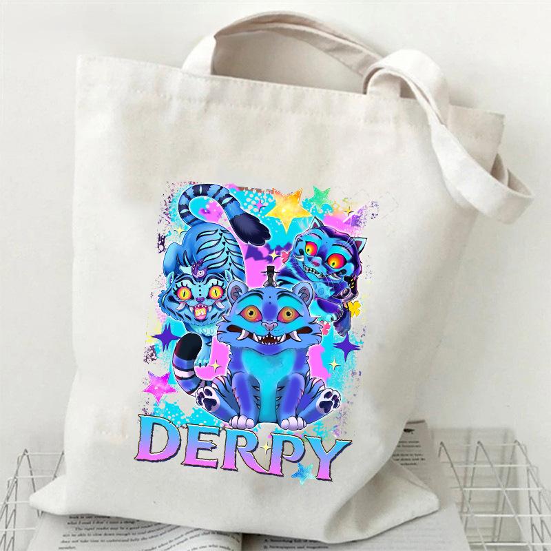 KPOP Группа Охотников на Демонов Холщовая сумка с принтом тигра Сумка через плечо для студентов Повседневная сумка-тоут для покупок