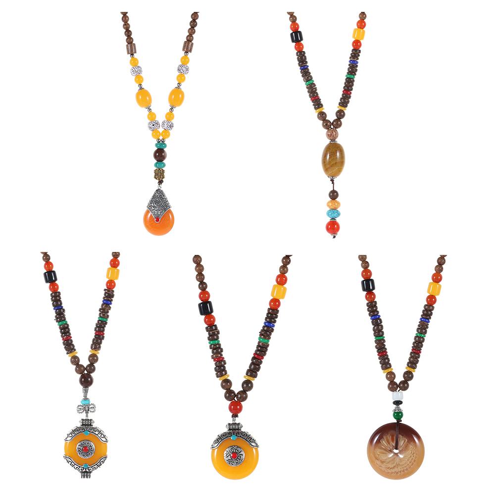 Фестиваль ручной работы, этнические украшения, вечерние, Непальское ожерелье, буддийский рог, подвеска в форме рыбы, мала, деревянная бусина
