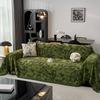 Green Chenille Slipcover Retro Tiger Animal Anti Cat Scratch Furniture Protector Bedspread Couch Towel Full Cover Blanket 3 Set