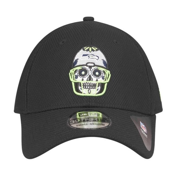 Casquette New Era 39thirty Stretch-fit Diamond - Nfl Sugar Skull - Seattle Seahawks - Noir - Homme