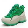 Fashion 9CM Green Luxury Designer Sneakers On Platform Sports Shoes For Women 2025 New Fashion Thick Bottom Wedding Shoes High Heel
