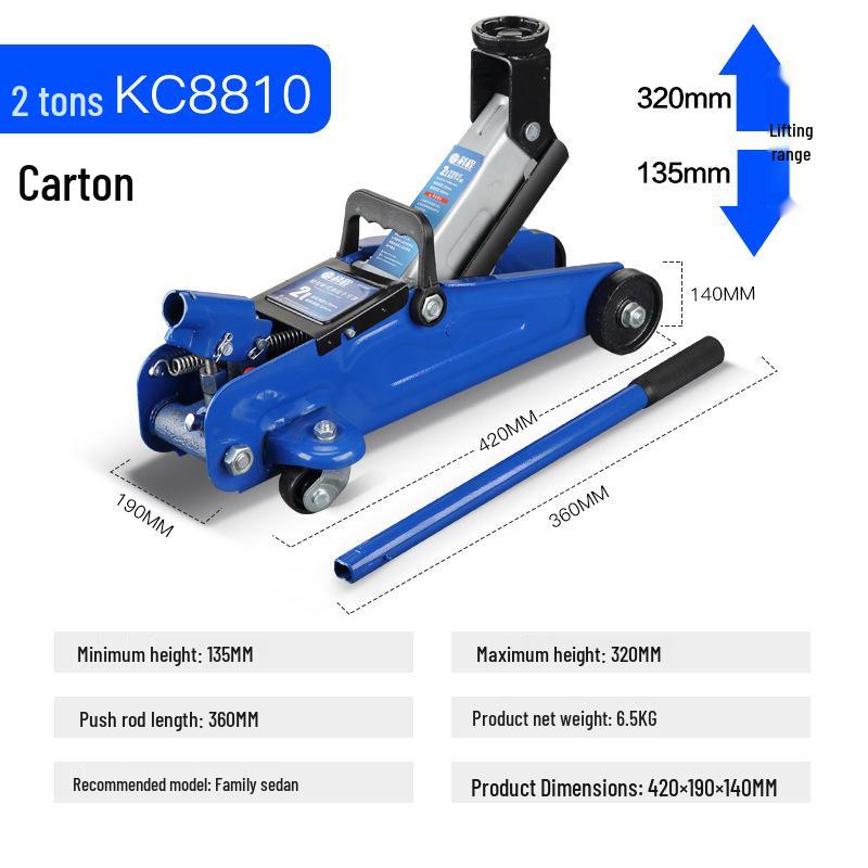 2-Ton Horizontal Hydraulic Car Jack for SUVs – 3T Tire Change Tool