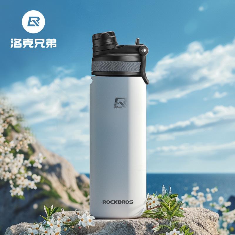 Stainless Steel Large Capacity Vacuum Flasks with Two Type Spout Portable Handle for Outdoor Cycling Sports Travel Water Bottles