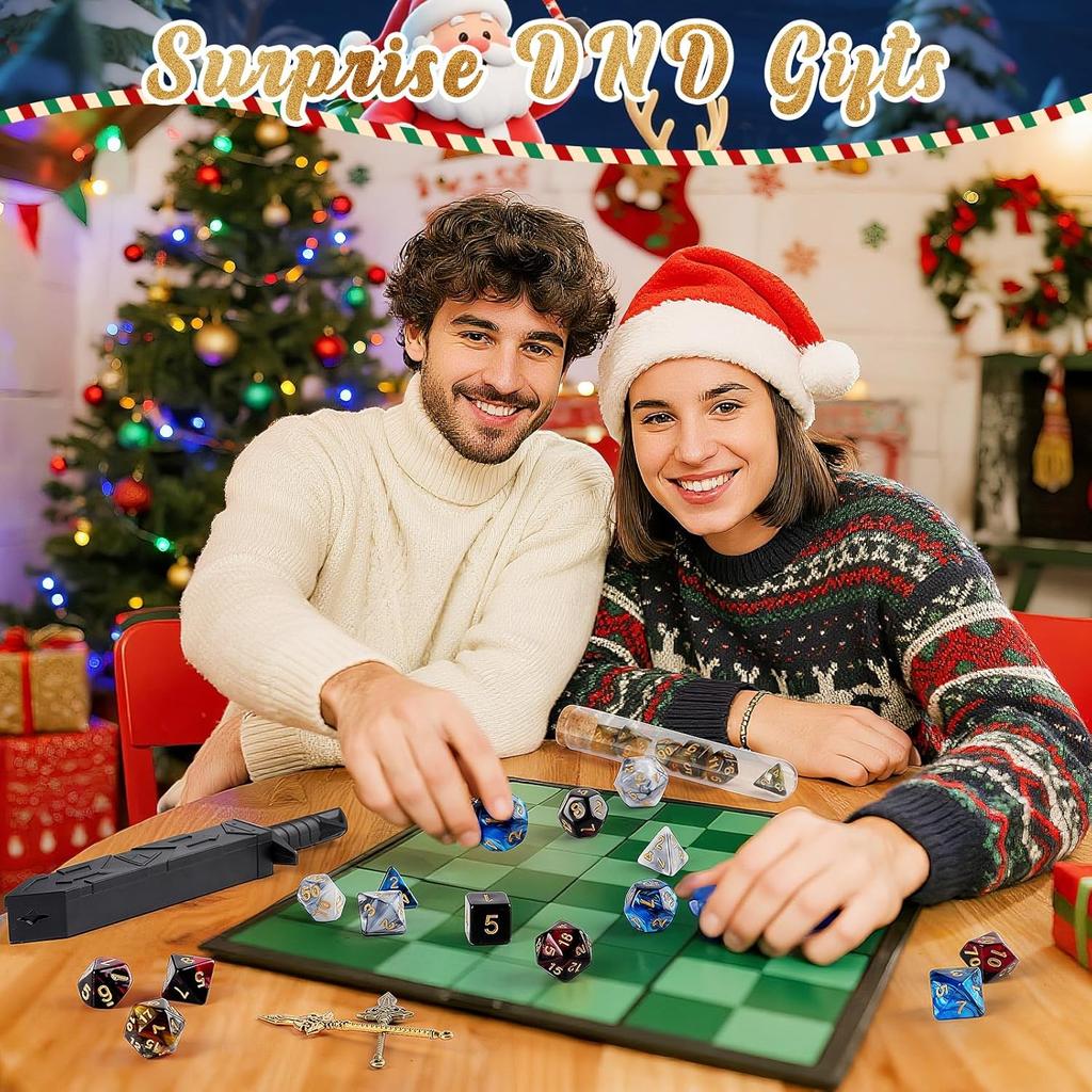 Рождественский Адвент-календарь 2025 Таинственный набор кубиков DND Адвент-календарь на 24 дня для ролевой настольной игры Dungeons and Dragons RPG MTG