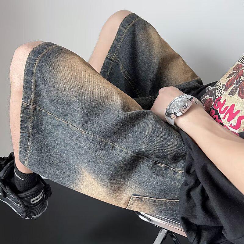 Мужские летние ретро-шорты из денима для работы - свободный крой, повседневная уличная мода