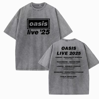 Мужские и женские винтажные летние футболки с коротким рукавом OASIS Live 25 Tour, футболка с надписью «Die Welt» Rock Tee