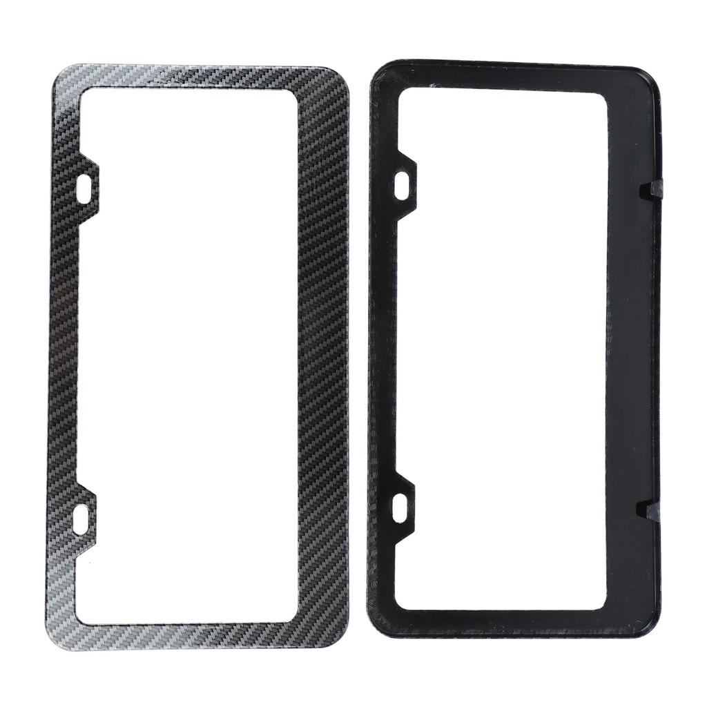 2Pcs Car License Plate Frames Carbon Fiber License Plate Frame Rustproof Universal for Automobiles