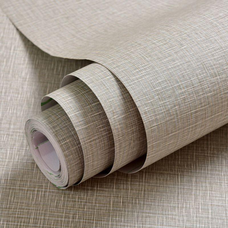 Self-adhesive Wallpaper Waterproof Solid Color Linen Pattern Living Room Bedroom Room Cabinet Decoration Sticker