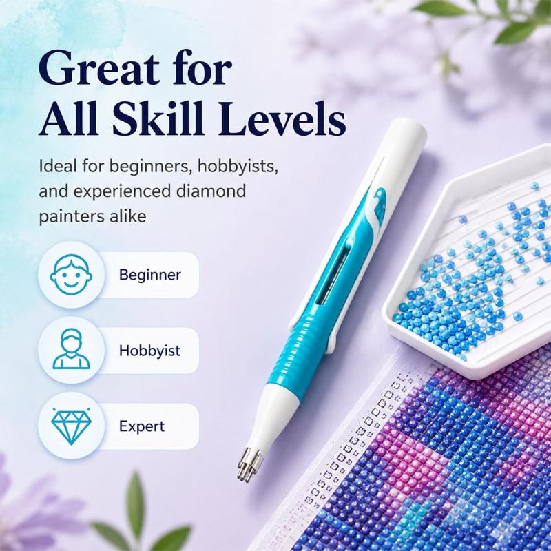 Автоматическая ручка-диспенсер для бусин Diamond Art, Подходит для круглых бусин 2,8 мм, Прочная, Без воска и эргономичная