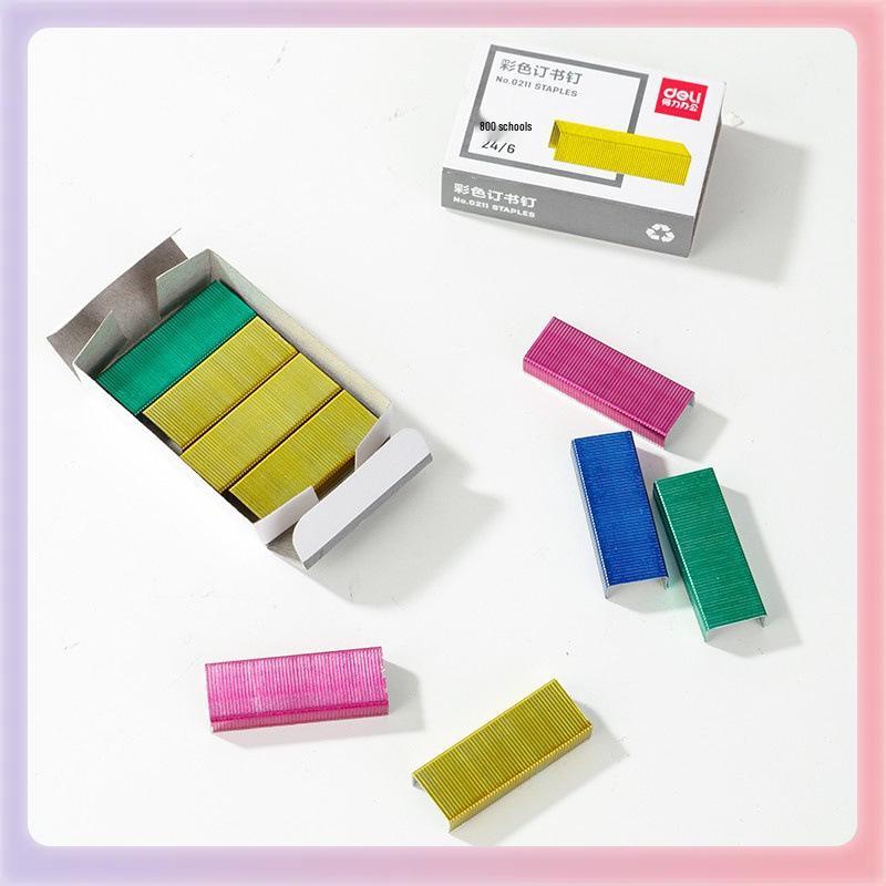 0211 Скрепки ассорти цветов, Нет. 12 Стандартных, 4 Цвета, 800 Штук, Скобы 24/6