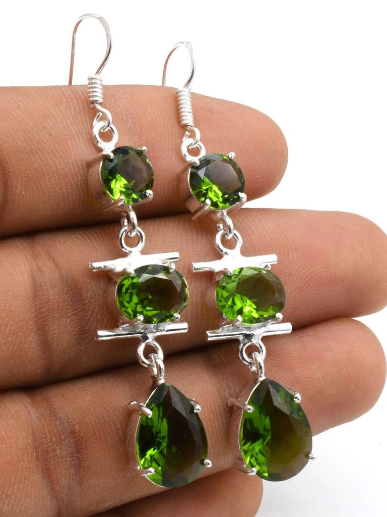 Peridot Gemstone Ethnic Handmade Drop Dengle Earring Jewelry ER 224