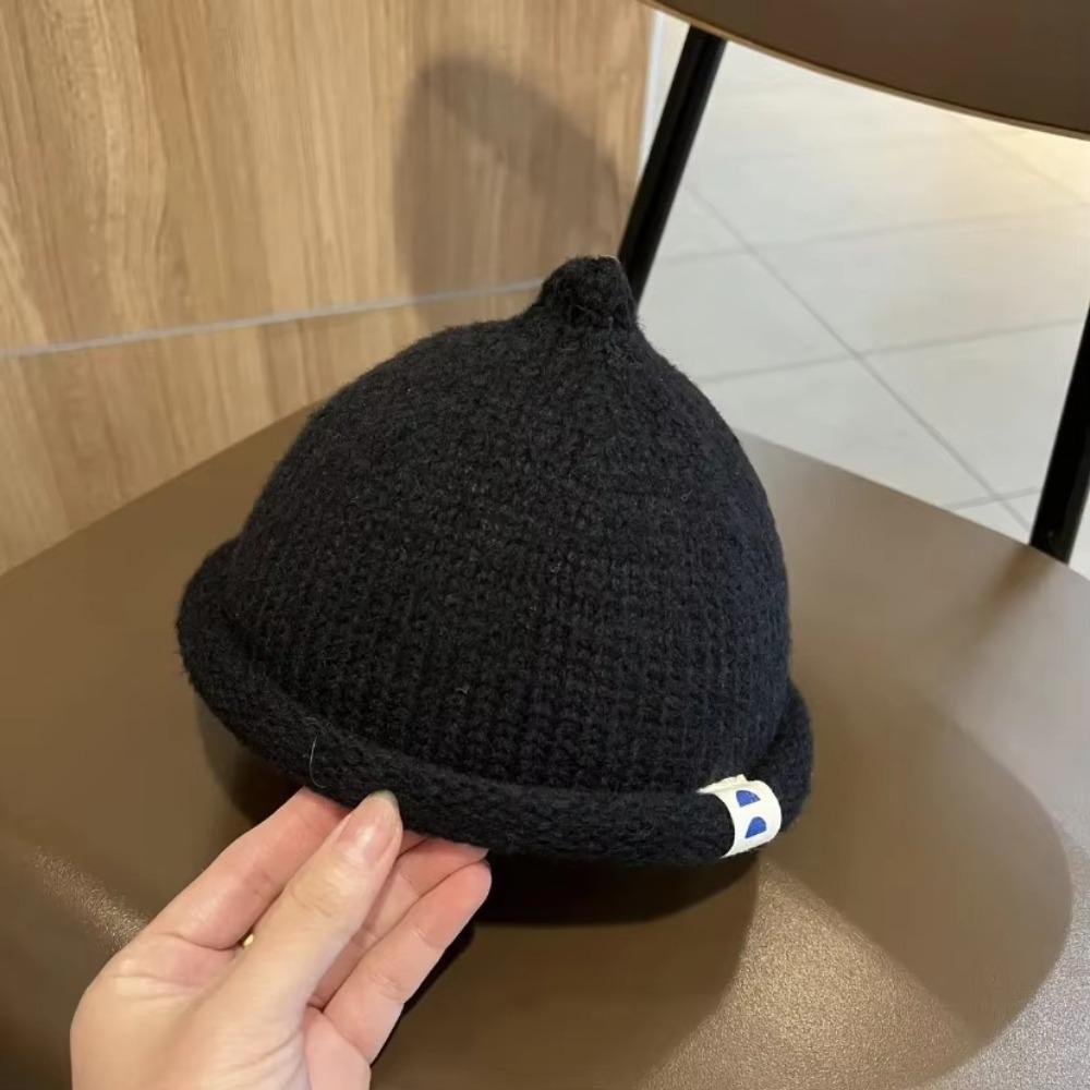 Knitted Autumn Winter Children's Cap Warm Brimless Hat Casual Melon Cap for 1-5Y Baby