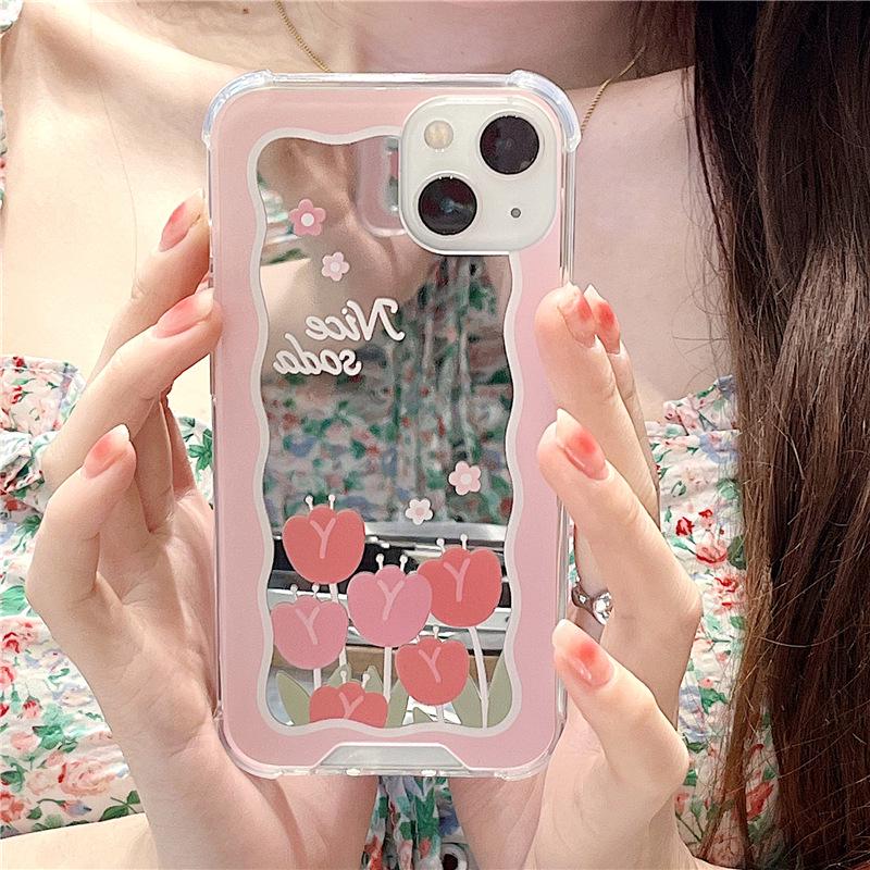 Чехол Zhitai Mirror для Apple iPhone 15 Pro Max/16 и Huawei Mate 60 Pro - цветочный дизайн