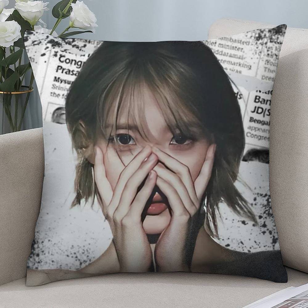 Kpop I-IU Милая наволочка Короткий плюш Двусторонняя печать Квадратные наволочки для диванных подушек Домашний декор для подушек