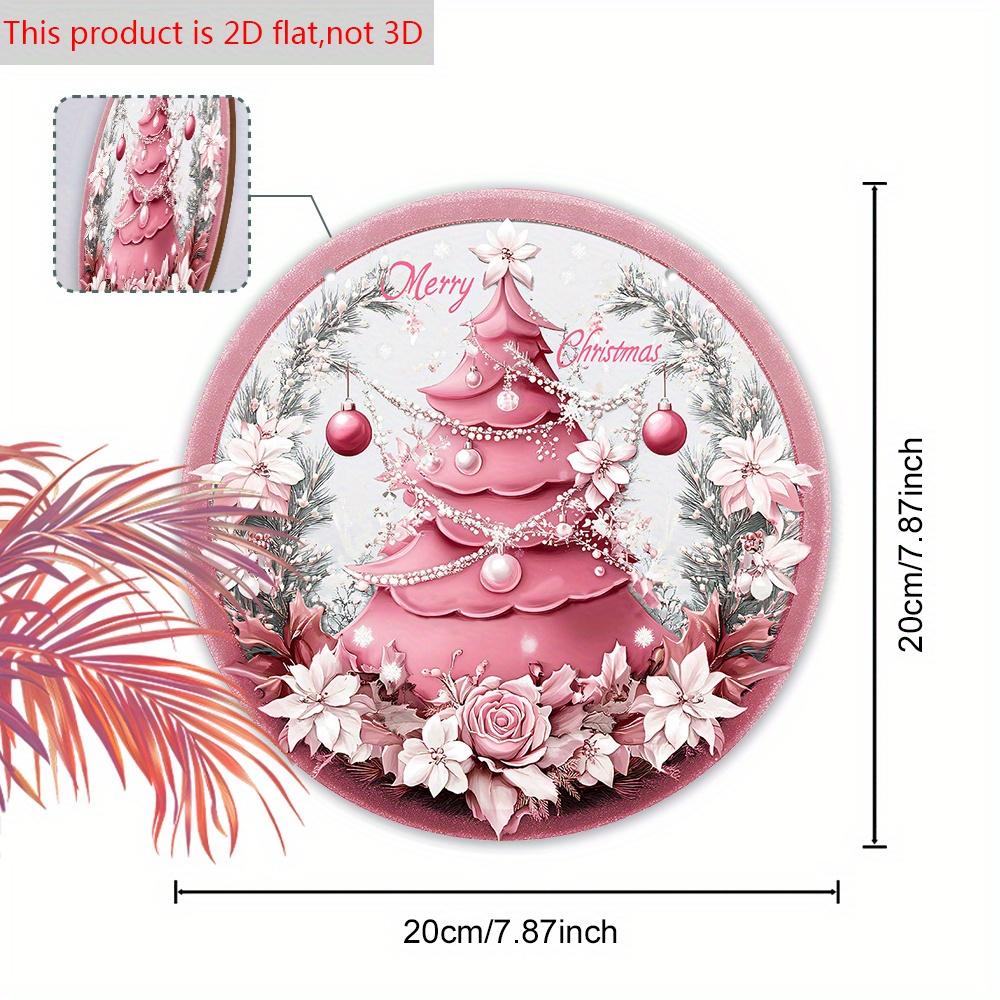 Деревянная розовая рождественская табличка, круглое украшение «Счастливого Рождества» для декора на входную дверь, стену, идеальный рождественский подарок