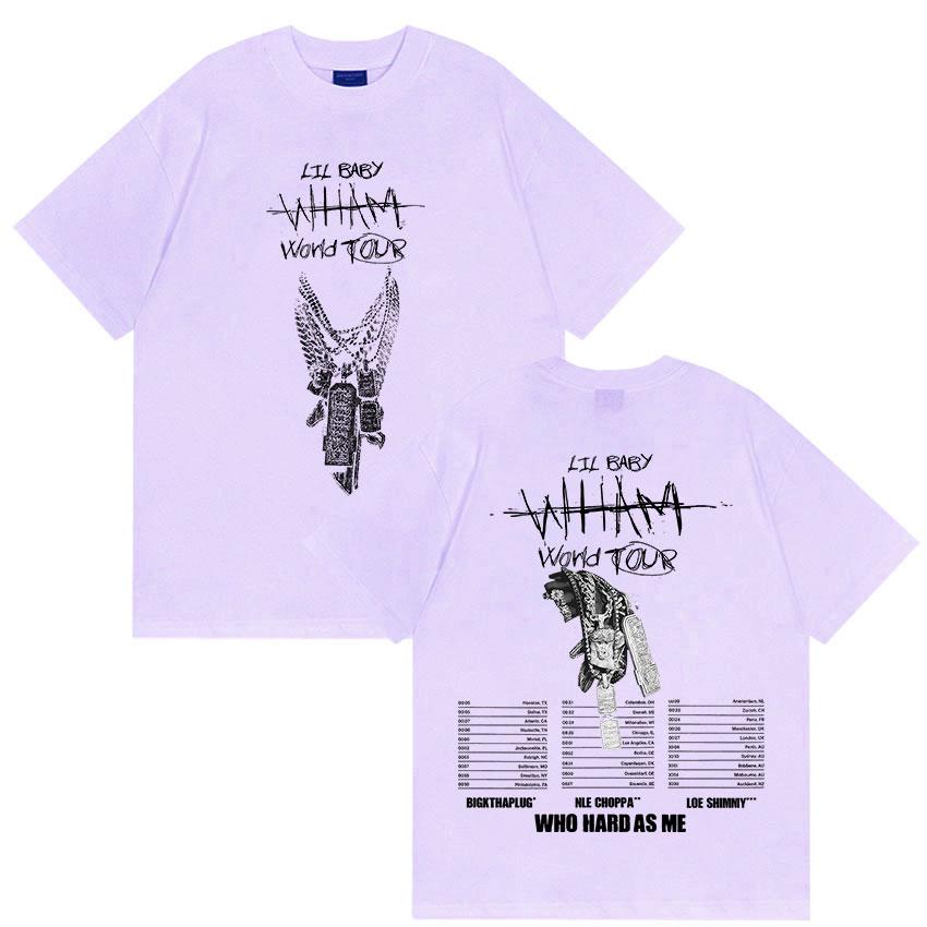 Рэпер Lil Baby Wham World Tour 2025 Принтованные футболки Мужская готическая хип-хоп панк одежда Футболка Мужская Ретро Оверсайз Хлопковая футболка
