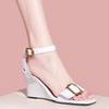 Fashion Summer Shoes Women Sandals Casual Wedges Heel Flip Flops Fashion Bling Ankle Straps Party Wedding Shoes Bridal Ladies White 2024