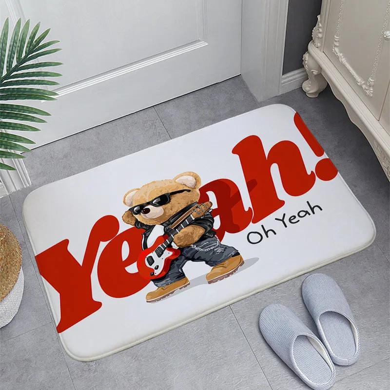 Adorable Cartoon T-Teddy Bear Carpets Welcome Rug Bedroom Leisure Area Carpet Sofa Soft Floor Mat Bedside Non-slip Rugs Doormat