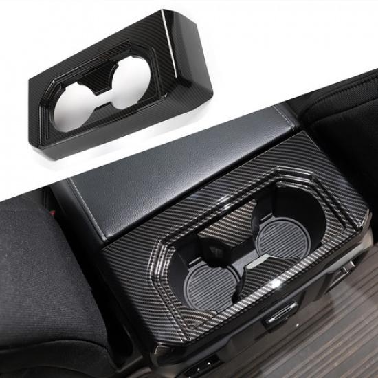 For 2016- For Ford F-150 F150 Carbon Fiber Rear Water Cup Holder Cover Trim