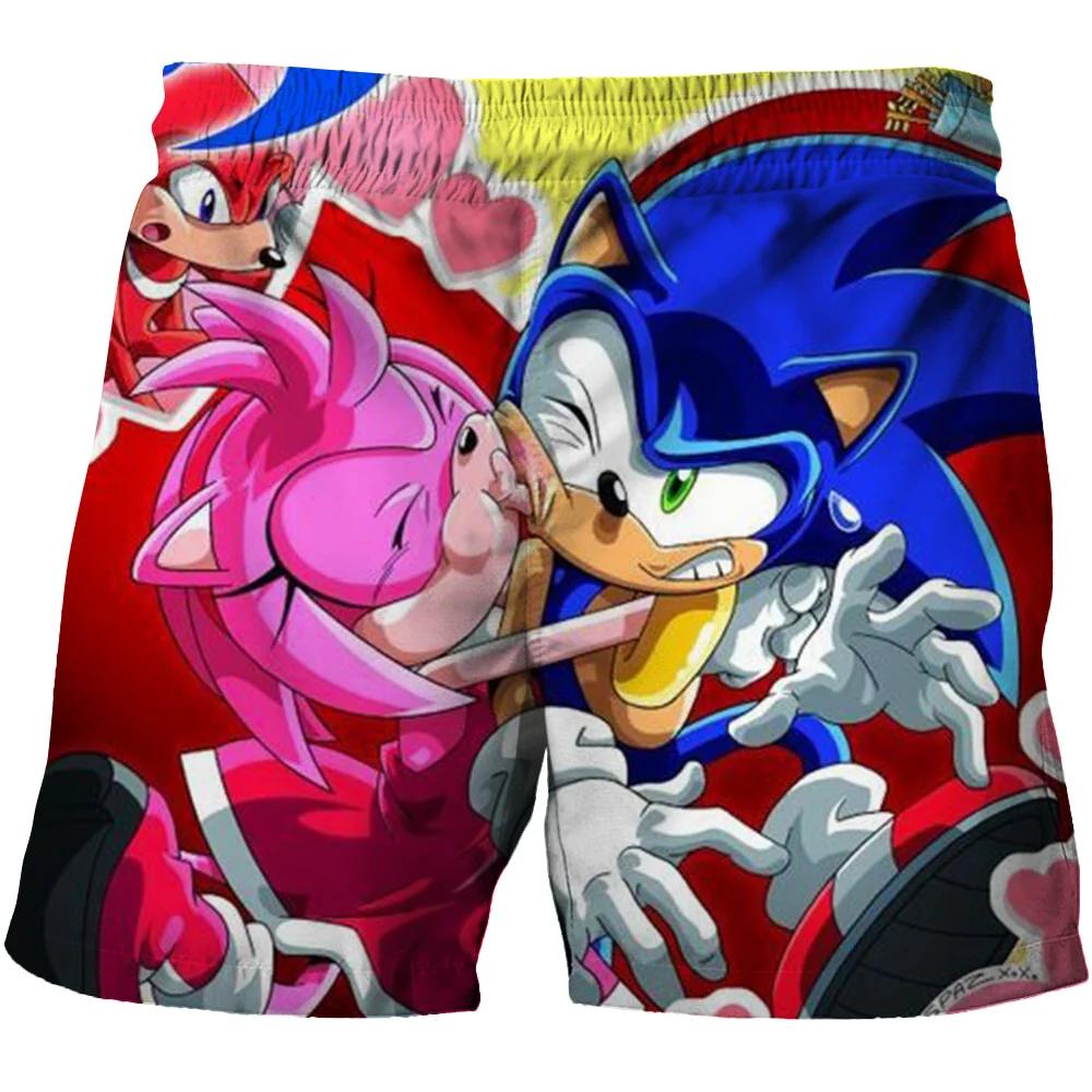 2025 MINISO Пляжные штаны для детей 4-14 лет Шорты Sonic 2 Штаны для девочек и мальчиков Штаны Харадзюку Для детей 3D Мультяшный принт Детские штаны