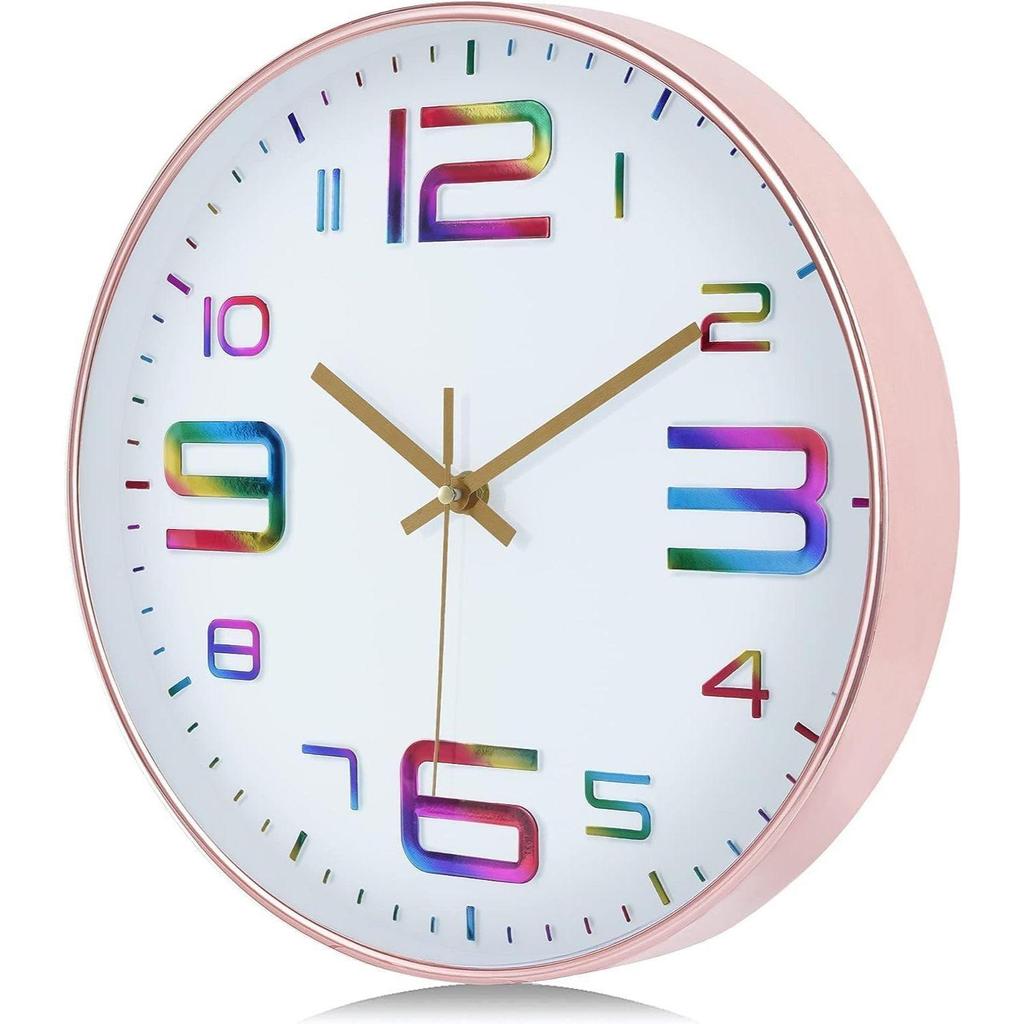 Настенные часы 12" Бесшумные Кварцевые Декоративные Новейшие Часы Бесшумные Классические Часы Работающие от Батарейки Круглые Легко Читаемые для Комнаты/Дома