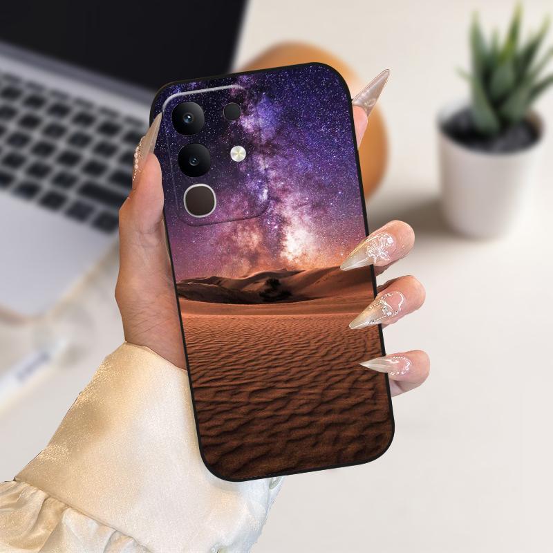 Для vivo Y29 4G Чехлы Y 29 Милый Мультяшный Принт Черный Мягкий Силикон ТПУ Чехол для Телефона Для Vivo T4x 5G Защитный Fundas Чехол Capa