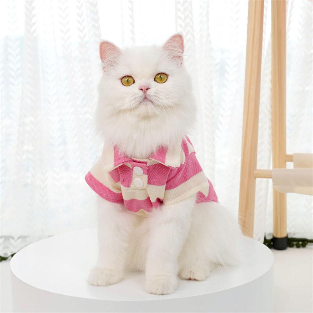 Летняя полосатая рубашка-поло для домашних животных, одежда для двуногих кошек и собак, плюшевый медведь Биби, померанский шпиц, принадлежности для одежды