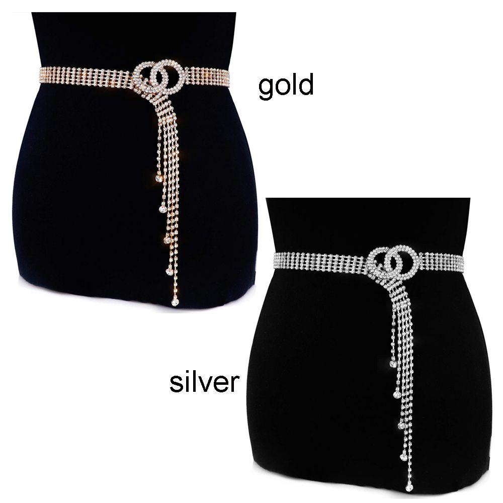 Модный подарок Поясной ремень Блестящие кисточки Цепочка со стразами Пояс из кристаллов Кольцо