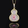 Fashion retro colored treasure necklace gourd pendant inlaid with zircon emerald collarbone chain women's jewelry premium