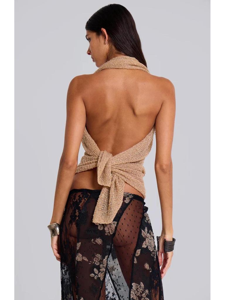 Многофункциональное пончо-шаль из ажурной вязки с майкой