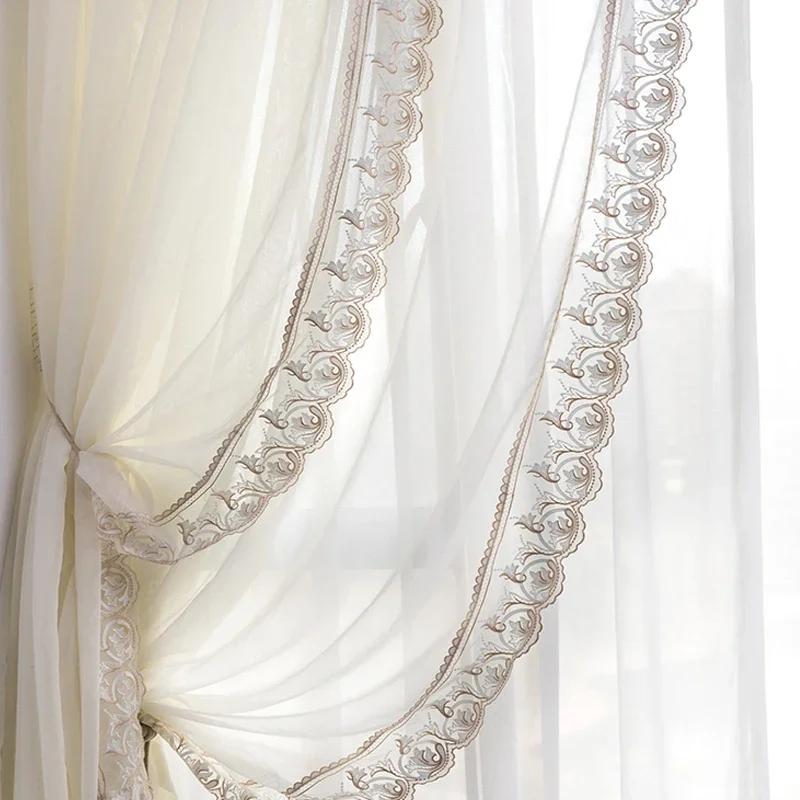 Light French Orange Flannel Lace Stitching Blackout Curtains for Living Room and Bedroom Products