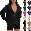 Women's Comfortable Casual And Fashionable V-neck Long Sleeved Solid Color Double Zipper Sports Shirt Jacket