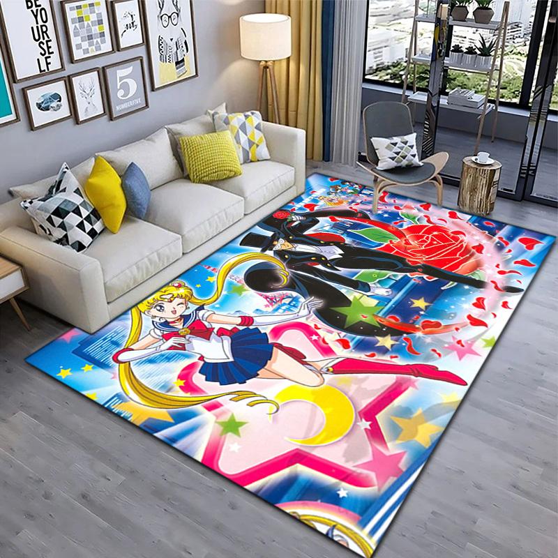Cute cartoon theme Sailor Moon Tsukino Usagi cartoon rug Multifunctional household anti-slip decorative door mat, outdoor floor mat, and carpet Y6