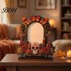 Unique Festival Gift Ideas Dia De Los Muertos Wooden Photo Frame Tabletop Decor, Day of The Dead Sugar Skull Ornaments Memorial Picture Holder