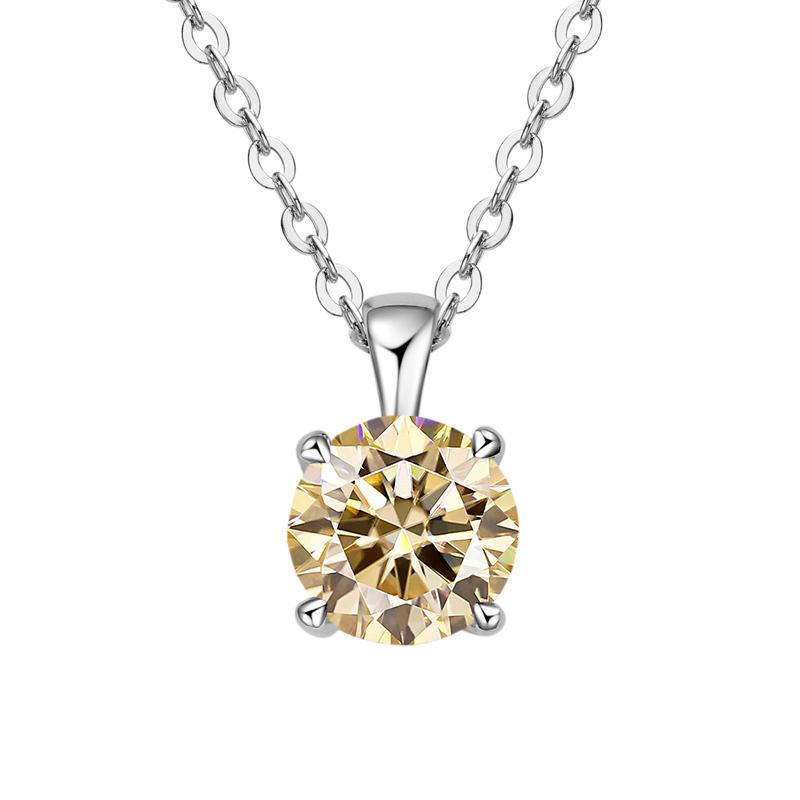 JoyceJelly Classic Four Prong 1ct Moissanite Necklace Women's 925 Silver Plated Gold Pendant Luxury Fine Jewelry