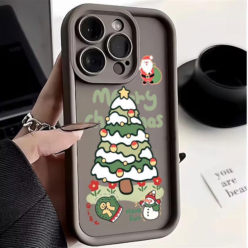 Чехол для телефона с принтом рождественской елки для iPhone 16 15 14 13 12 11 Pro Max X XR XS Max SE2 8 7Plus Ударопрочный силиконовый задний чехол