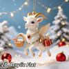 2D Acrylic Farm Goat Christmas Ornament Cute Sheep Hanging Pendant for Xmas Tree Home Holiday Decor Gift