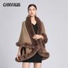 Winter Women's Cape Shawl Fur Collar Large Size Knitted Cardigan Loose Temperament Elegant Jacket