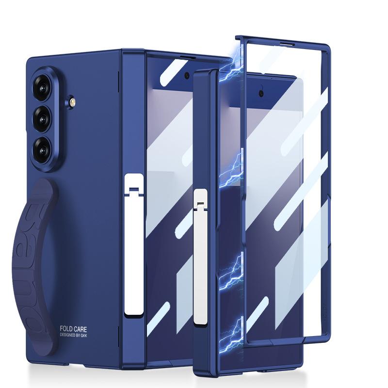 Подходит для чехла для мобильного телефона Samsung Z Fold7 Новый чехол с магнитным шарниром Пленка Встроенный силиконовый ремешок-браслет Подставка Защитный чехол