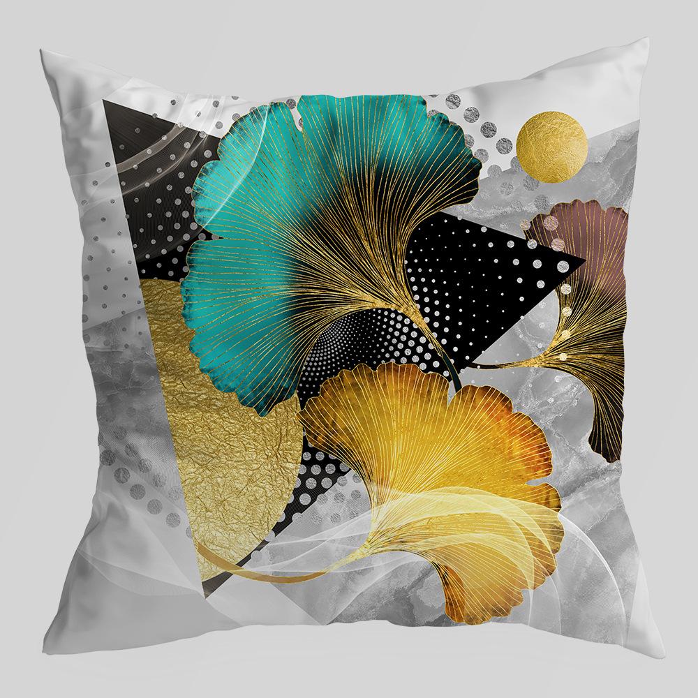 Новый тип домашней ткани, наволочка и чехол для подушки с принтом листьев гинкго зеленого и золотого цвета