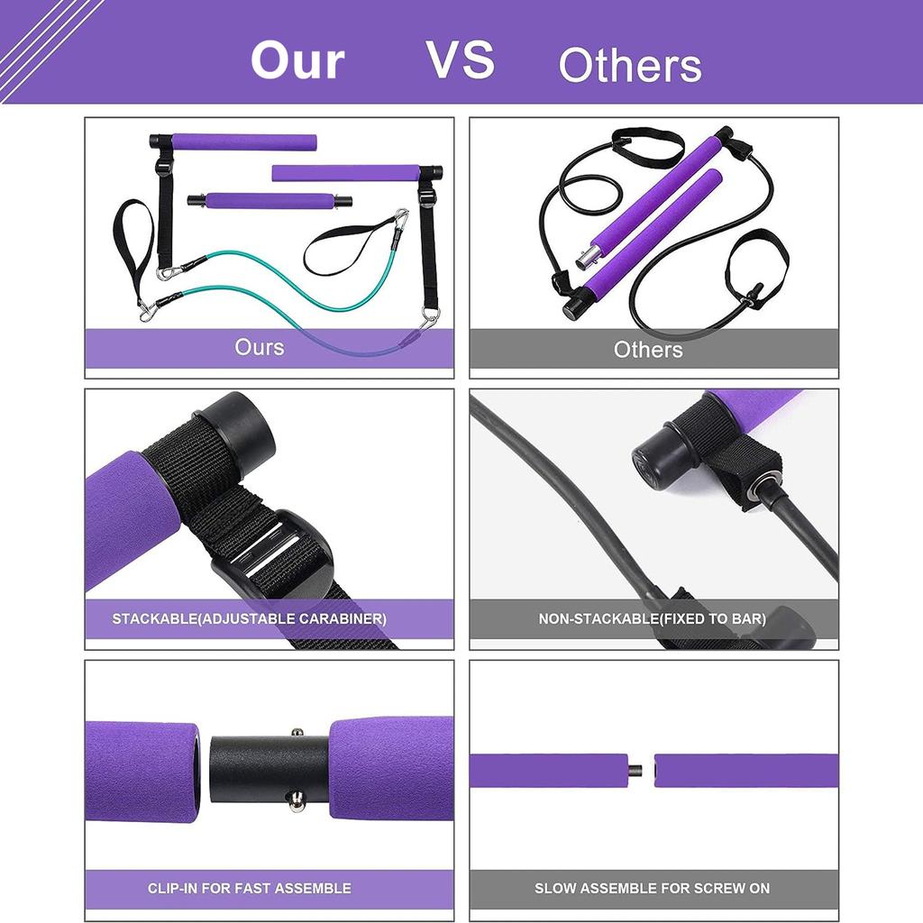 Портативный набор для пилатеса с эспандерами для упражнений, эспандеры для домашнего фитнеса, поддерживающие тренировки всего тела