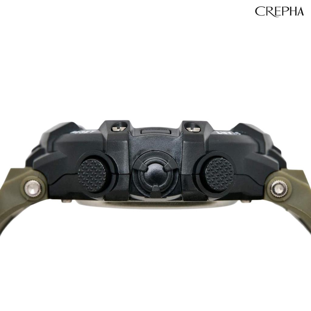 Цифровые часы CREPHA TELVA Многофункциональные Водонепроницаемые Секундомер Большой Экран Уретановый Ремешок Хаки Спортивные Часы (Клефа) (5 АТМ) Мужские TE-D281-KH