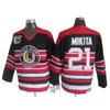 Mens Retro Embroidered Ice Hockey Jersey Black Hawks Style Cotton Winter Sport Uniform