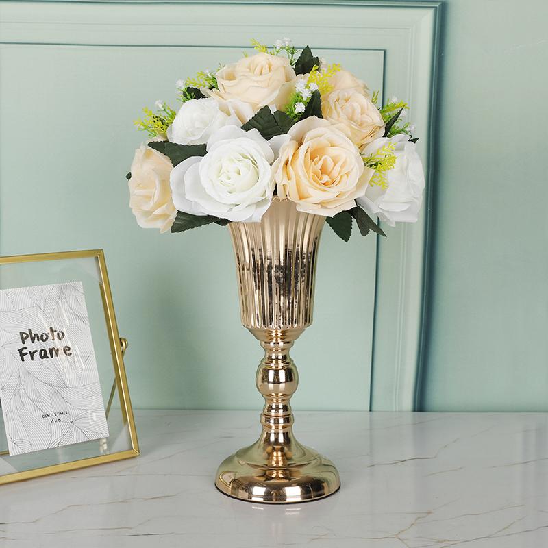 1PC Welcome Area Flower Holder Metal Trumpet Centerpieces Vase Metal Trumpet Vases Road Guide
